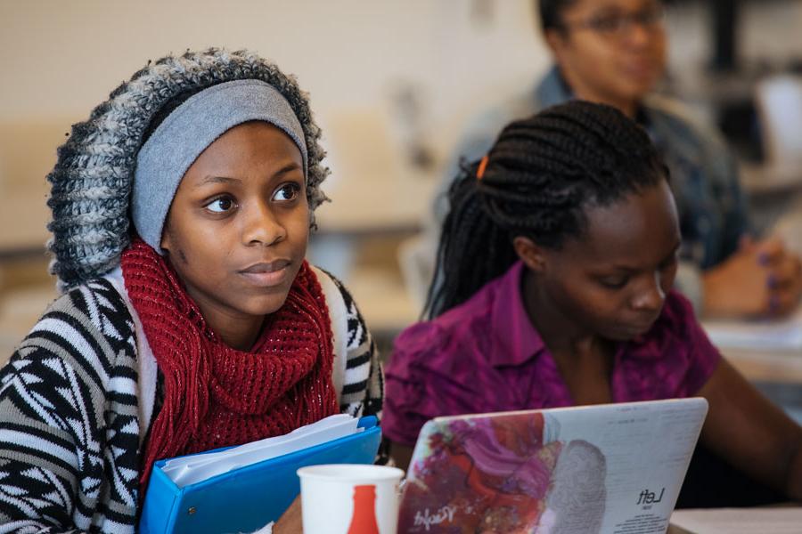 students listening in class